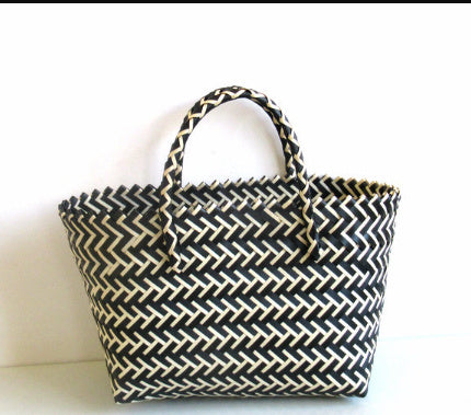 Striped Woven Beach Bag