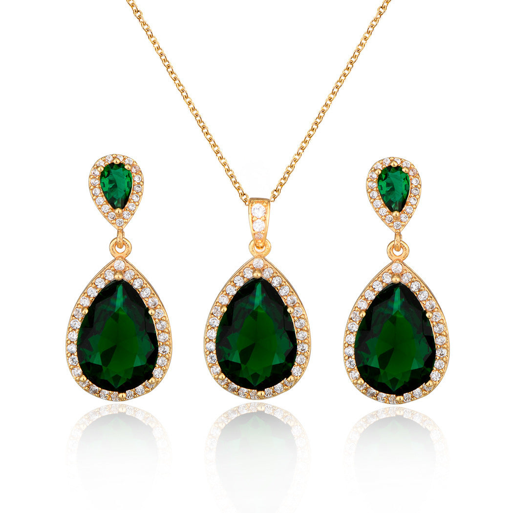 Graceful Zircon Water Drop Jewelry Set