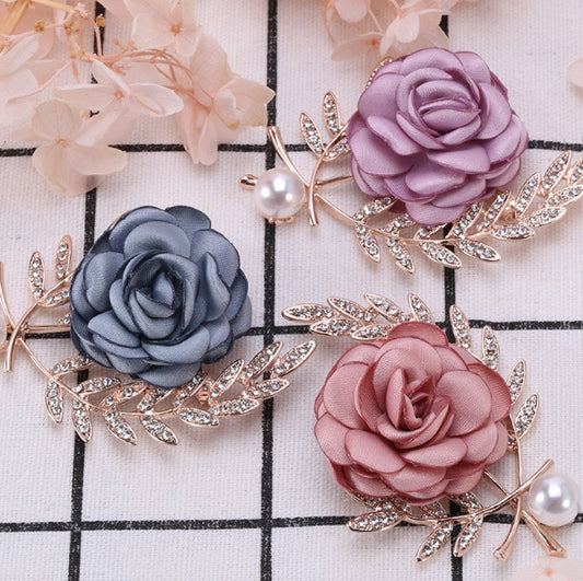 Fabric Flower Corsage Pin