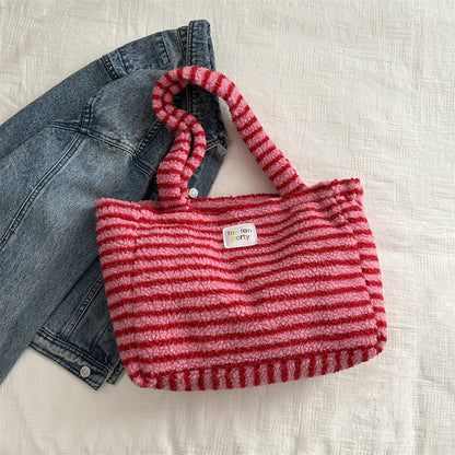 Korean Casual Striped Tote Shoulder Bag