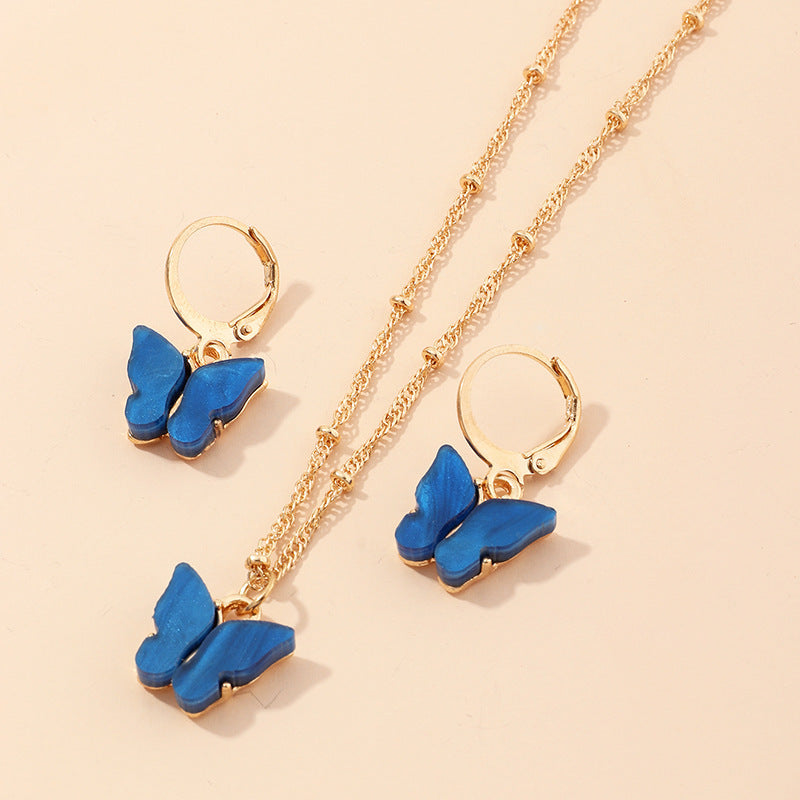 Butterfly Resin Necklace & Earring Set