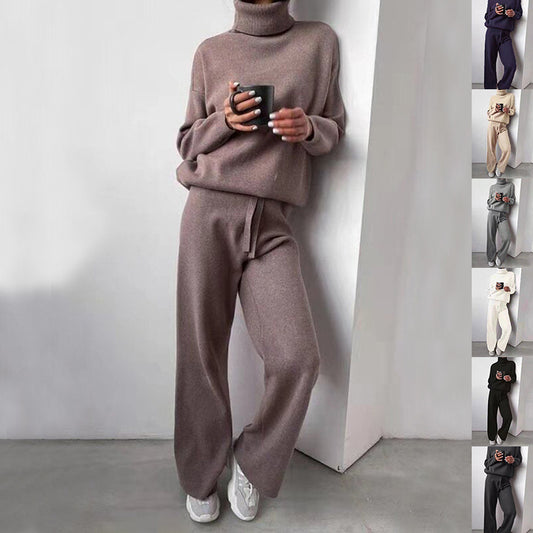 Casual Women Turtleneck Sweater Drawstring Pants