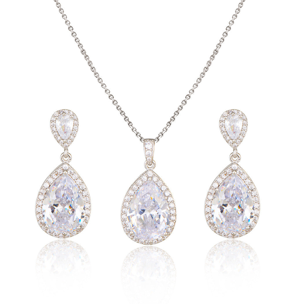 Graceful Zircon Water Drop Jewelry Set