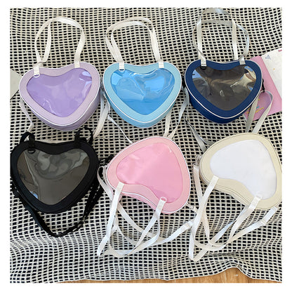 Heart-Shaped Transparent Crossbody Bag