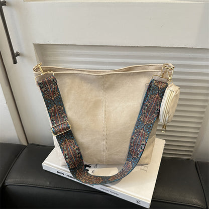 Vintage Wide Shoulder Strap Shoulder Bag