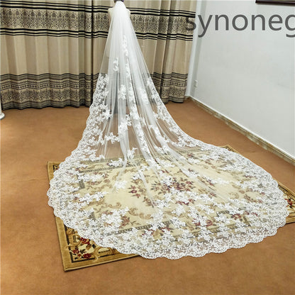 New Pattern Cathedral Length Bridal Lace Veil