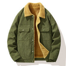 Men's Corduroy Jacket Berber Fleece Coat Warm Jacket