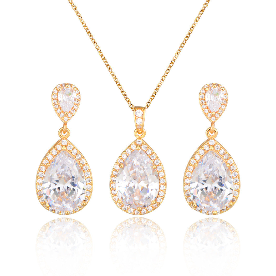 Graceful Zircon Water Drop Jewelry Set