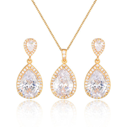 Graceful Zircon Water Drop Jewelry Set