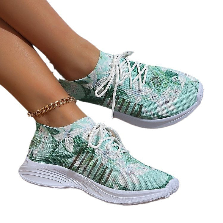 Large Size Flying Woven Lace-up Shoes