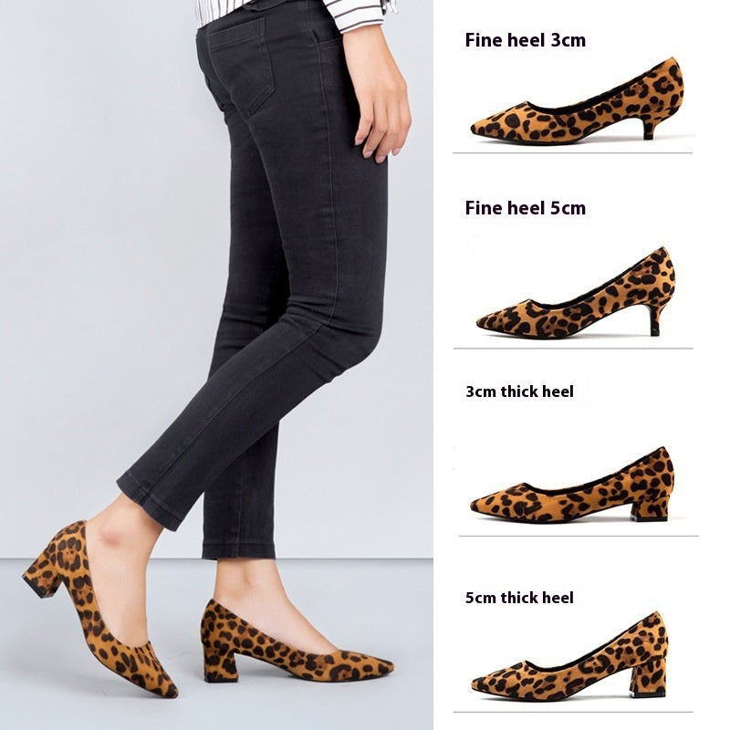 Leopard Pointed High Heels Korean Style