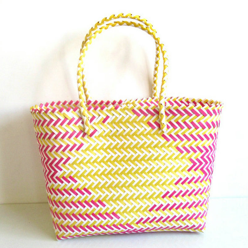 Striped Woven Beach Bag