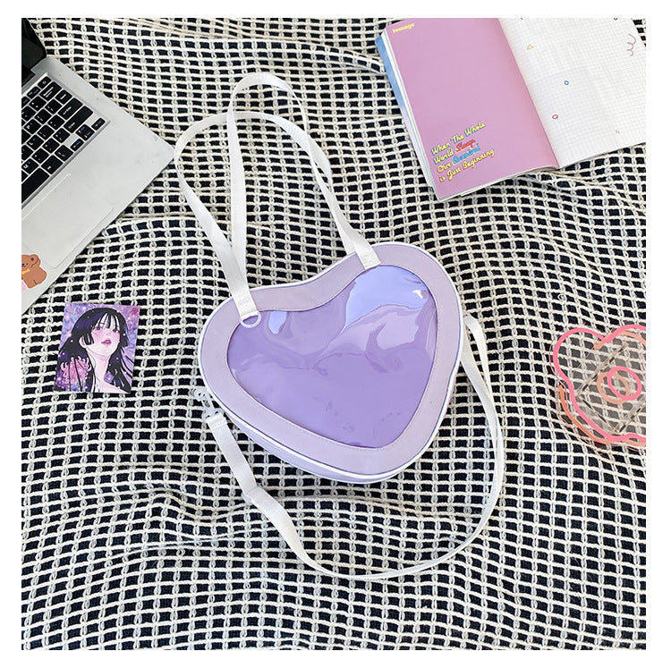 Heart-Shaped Transparent Crossbody Bag