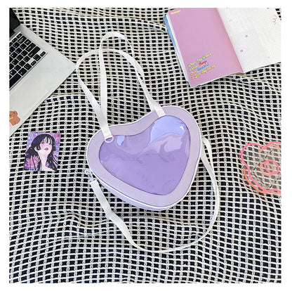 Heart-Shaped Transparent Crossbody Bag