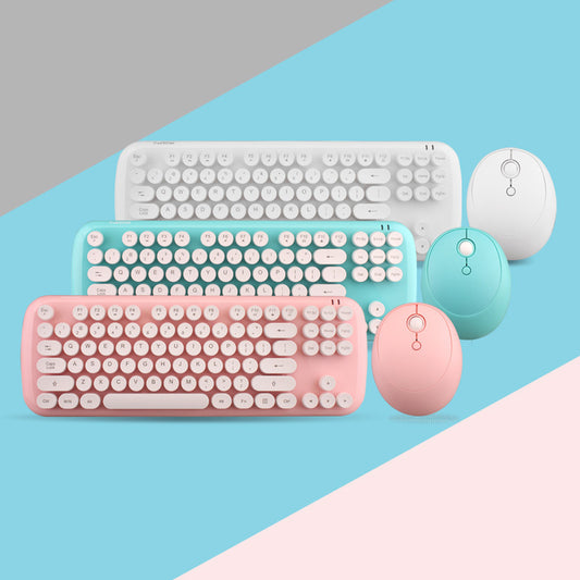 Retro Wireless Keyboard & Mouse Set for Girls