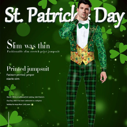 St. Patrick's Day Green Bow Digital Print Performance Dress