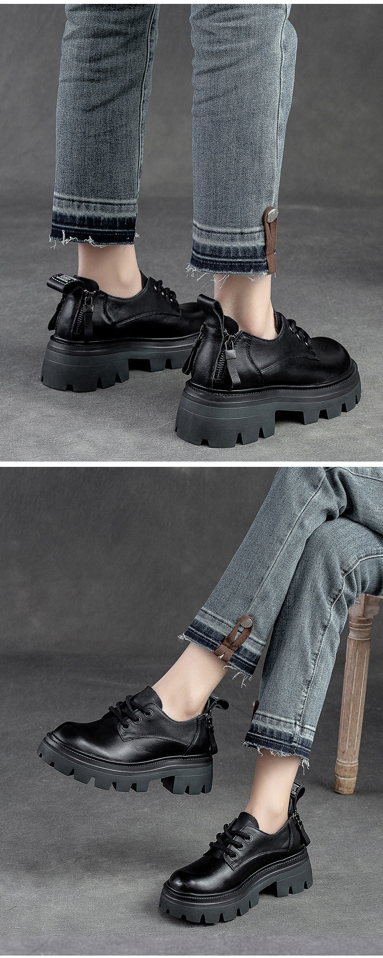 Back Zipper Low Top Mori Style Loafers