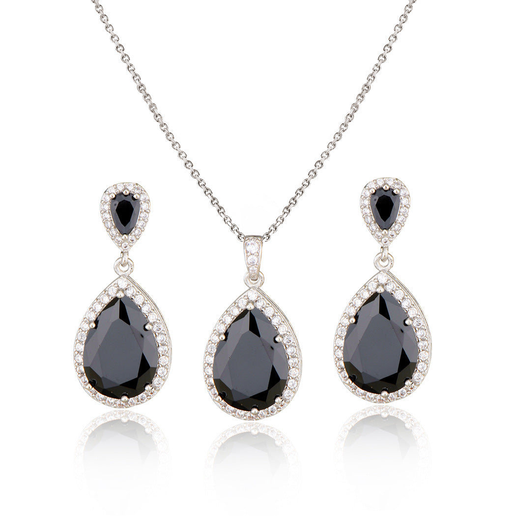 Graceful Zircon Water Drop Jewelry Set