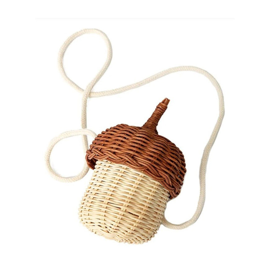 Wind Acorn Pure Hand-woven Rattan Hand Bag Mushroom