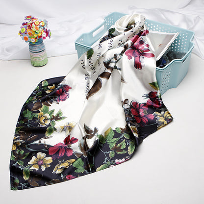 High-end Versatile Retro Printed Artificial Silk Scarf For Women