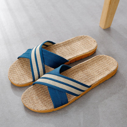 Couple's Indoor Non-slip Linen Platform Slippers