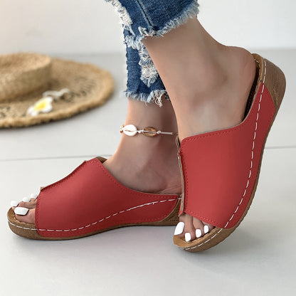 Plus Size Platform Wedge Slippers