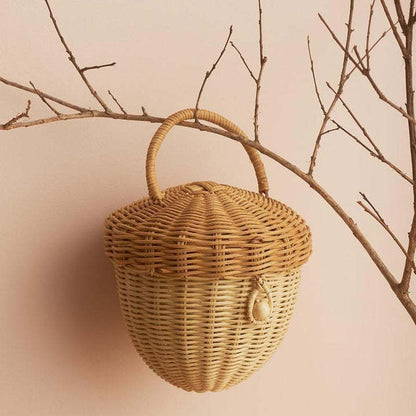 Wind Acorn Pure Hand-woven Rattan Hand Bag Mushroom