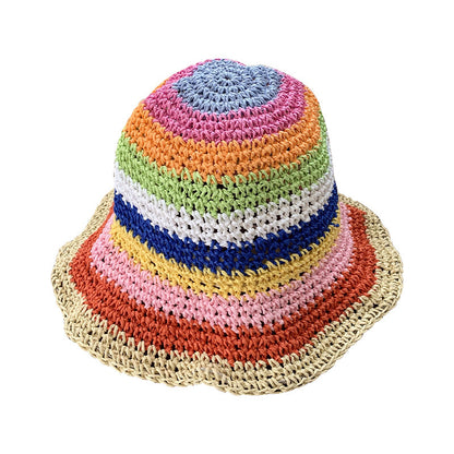 Rainbow Straw Sun-proof Bucket Hat