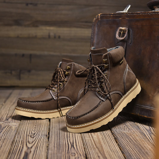 British High-top Leather Workwear Boots