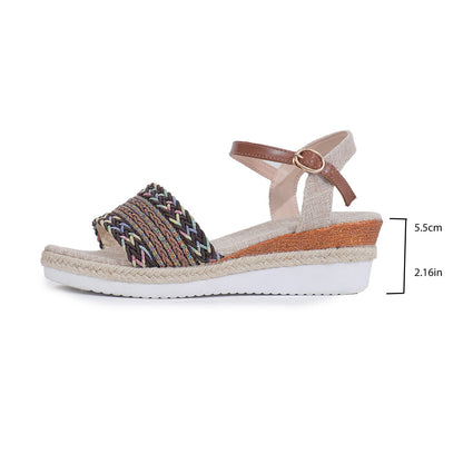 Plus Size Ethnic Wedge Sandals