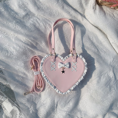 Cute Heart-Shaped Lace Crossbody Bag