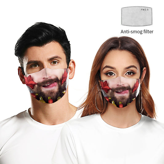 Christmas Beard Digital Printing Face Creative Double-layer Dust Mask