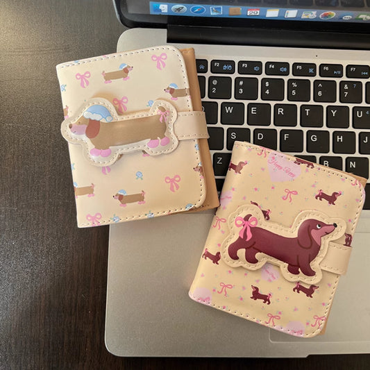 Floral Dachshund Three-fold Wallet Large Capacity