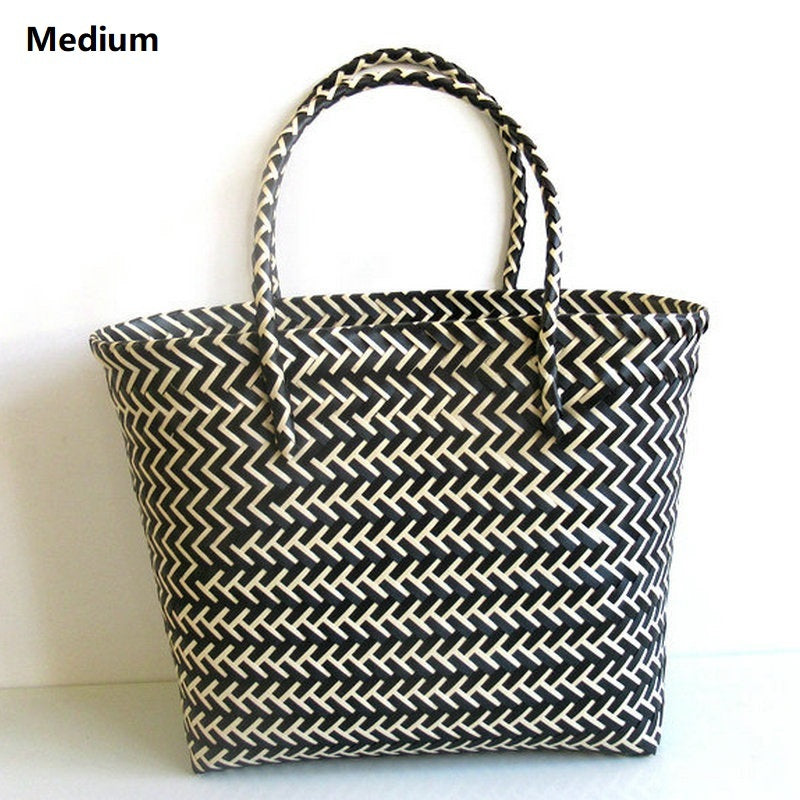 Striped Woven Beach Bag