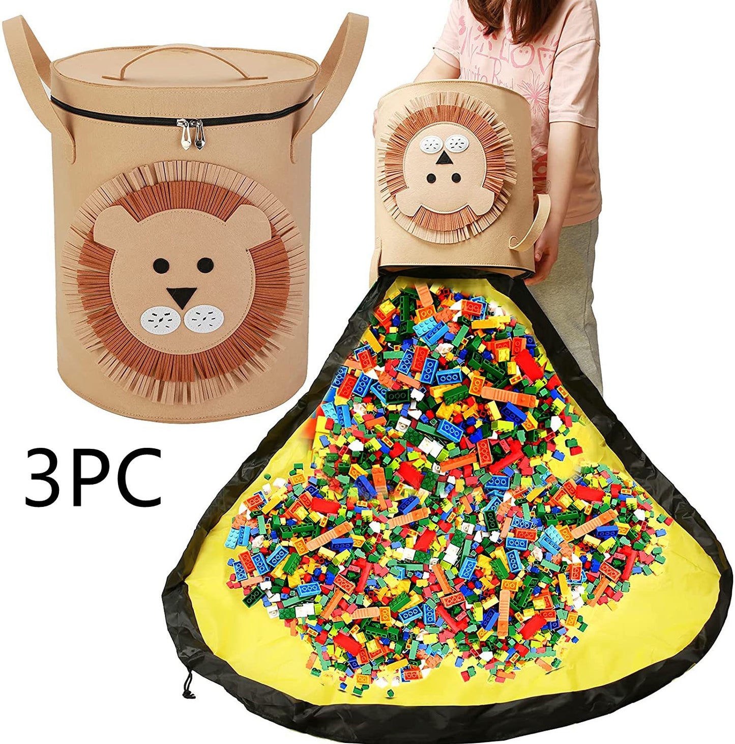 Felt Storage Bag Toy Play Mat 2 In 1 Pull Rope