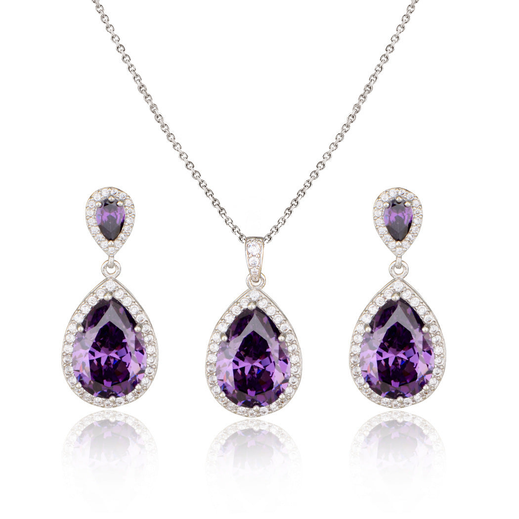 Graceful Zircon Water Drop Jewelry Set