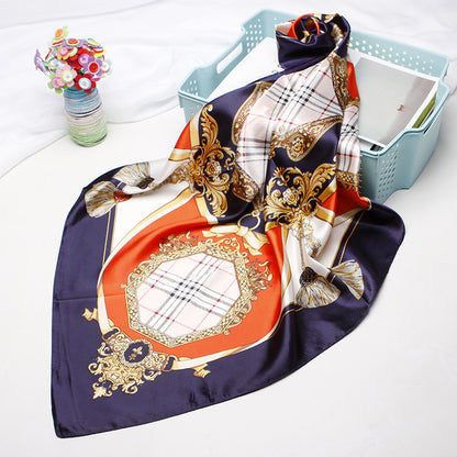 High-end Versatile Retro Printed Artificial Silk Scarf For Women