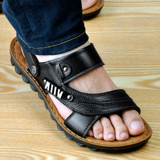 First Layer Cowhide Men's Non-Slip Beach Sandals