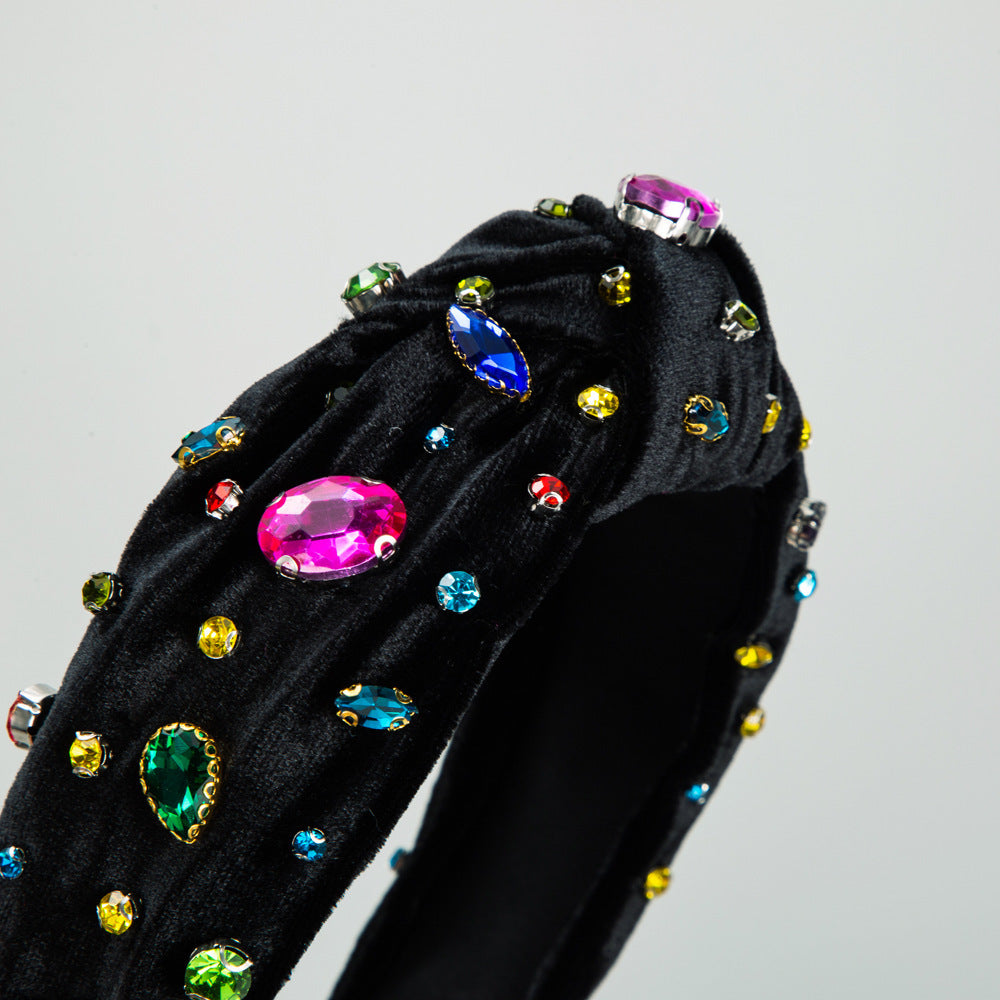 Crystal Knotted Fabric Headband Colorful Diamond