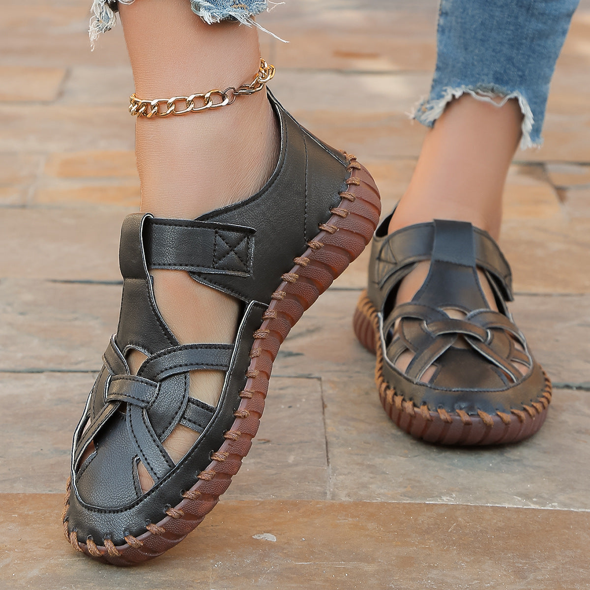 Summer Plus Size Closed Toe Hollow Sandals