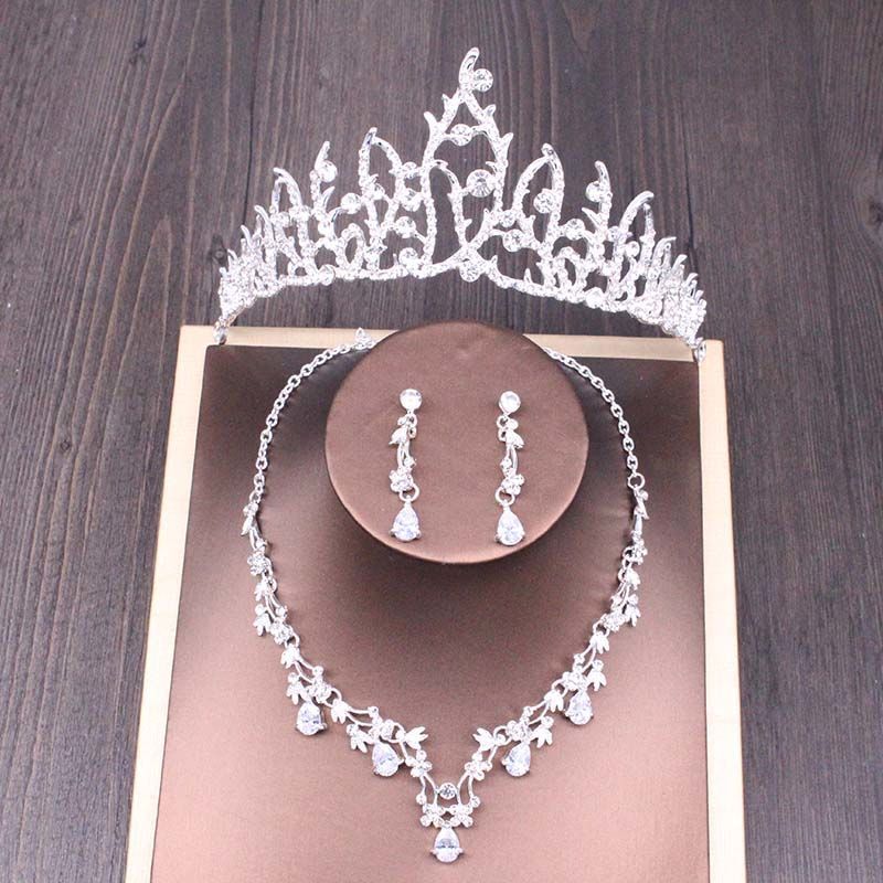 Bridal Rhinestone Crown Necklace Set