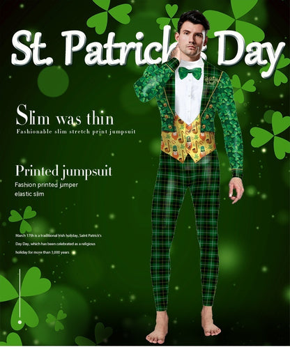 St. Patrick's Day Green Bow Digital Print Performance Dress