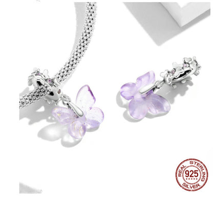 Glass Butterfly Accessories S925 Sterling Silver Pendant