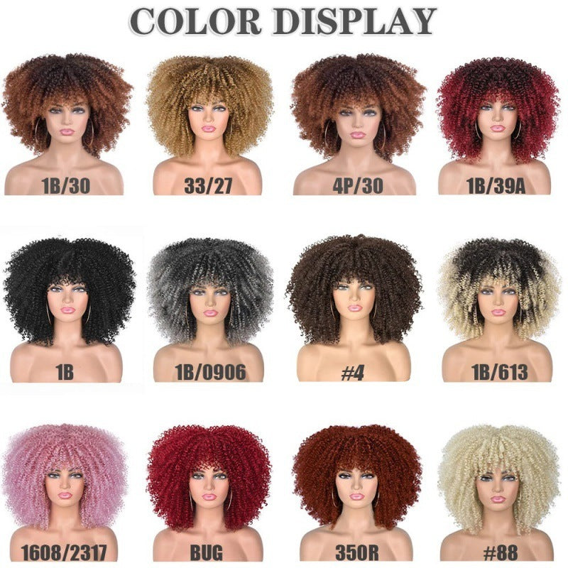 African Small Curly Hair Afro Wig Headgear