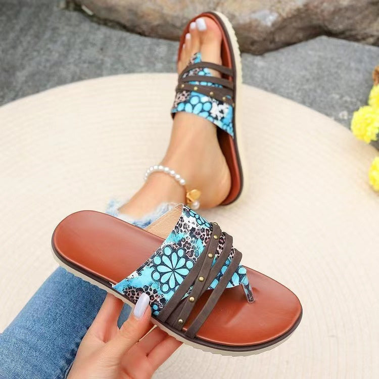 Leopard Print Beach Sandals Casual Chic