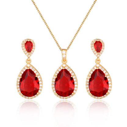 Graceful Zircon Water Drop Jewelry Set