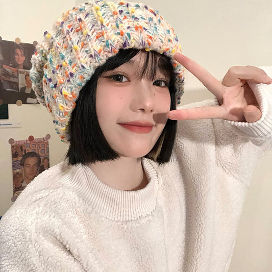 Women's Mixed Color Thermal Knitting Sleeve Cap