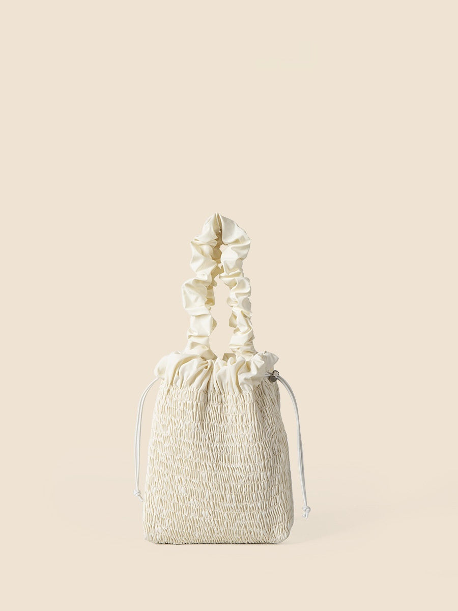 Pleated Nylon Drawstring Crossbody Bag