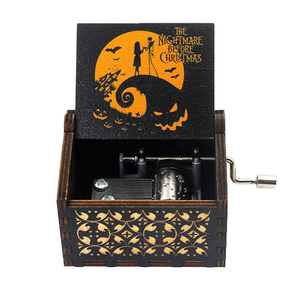 Hand Crank Wooden Music Box - Spirited Away, Antique Carved Design