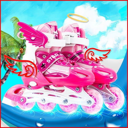 New Boy Girl Children Inline Skates Adjustable Size Flashing Roller Skating Boots for Kids